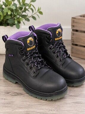 Brahma Black Boots with Purple Interior